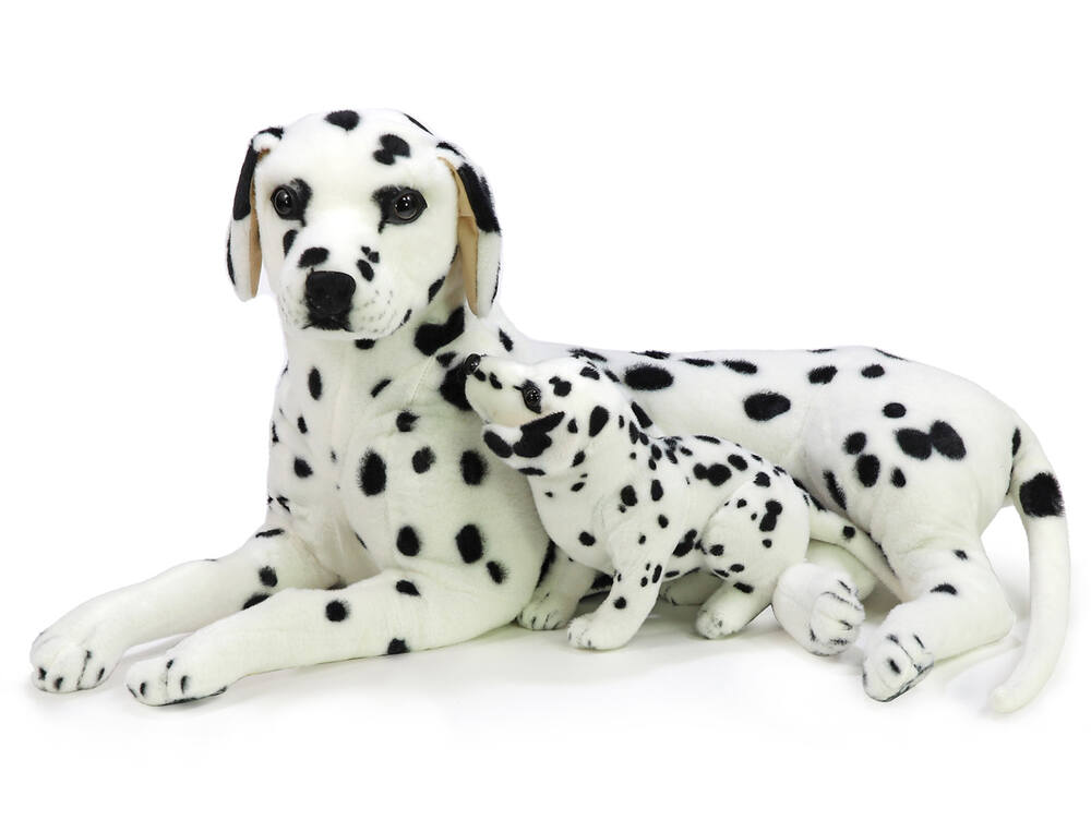 Plyšový pes dalmatin se štěnětem 78 cm + ocas 35 cm