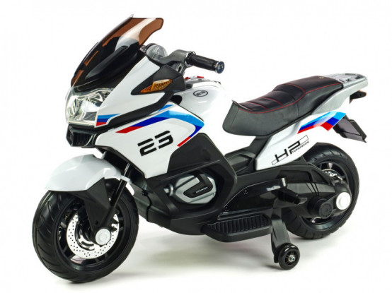 Dětská elektrická motorka Topspeed dvoumístná, bílá